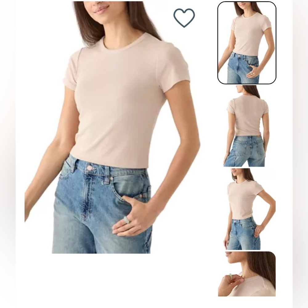 NWOT Women's Sand Short Sleeve Crew Rib Top